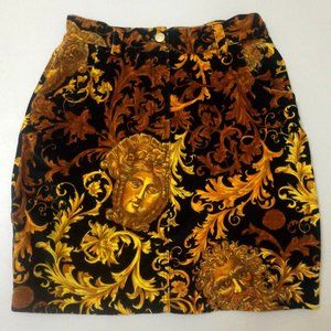 Vintage Versace Jeans Couture Gold Baroque Skirt